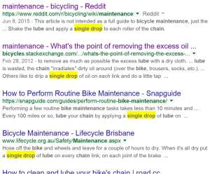 See: I didn't make it up. All these bike maintenance articles recommend "a single drop" of chain lube.